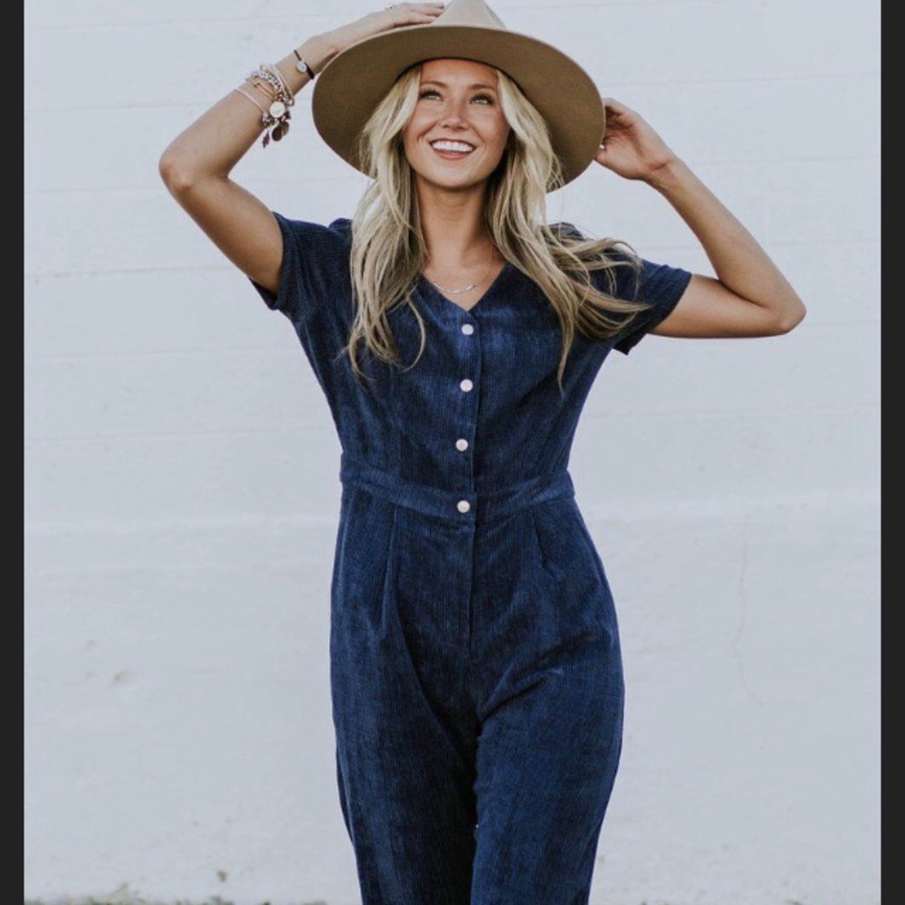 ROOLEE Navy Blue Corduroy Jumpsuit